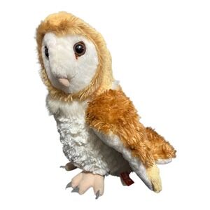 Wild Republic Cuddlekins Barn Owl Plush 13" Tan White Brown Gold Brown Eyes